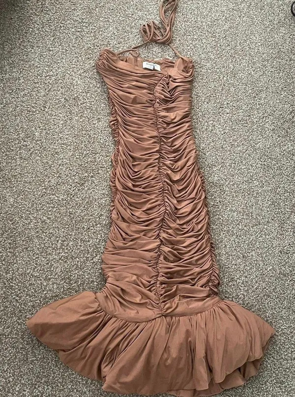 House Of CB "Claudine" Tan Ruffle dress - Image 2