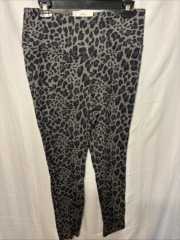 Cato Gray and Black Leopard Print Leggings - Image 2