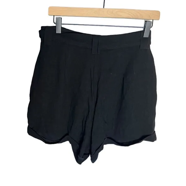 Show Me‎ Your Mumu Women's L Hadley High Rise Linen Shorts Black Coastal Casual - Image 3