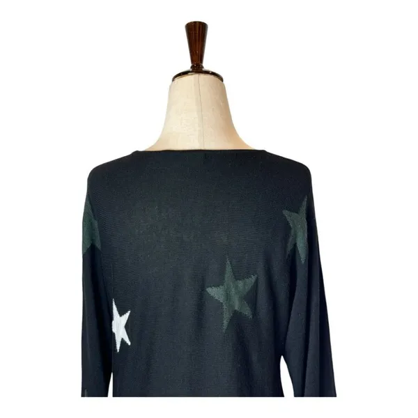 Rachel Zoe‎ Sweater Women Small Black Rayon Cashmere Blend Start Print Pullover - Image 5