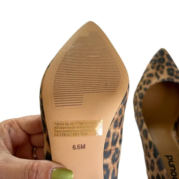 Abound Audry Beige Leopard Print Block Heel Pointed Toe Pumps Size 6.5 - Image 5