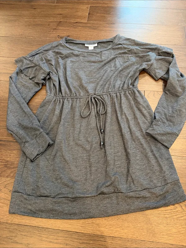 Motherhood Maternity Gray Long Sleeve Mini Dress Size Medium - C11-279 - Image 3