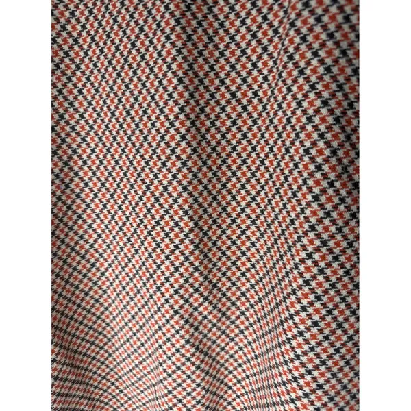 Talbots vintage inspired Houndstooth Wool checked orange brown midi a line skirt - Image 3