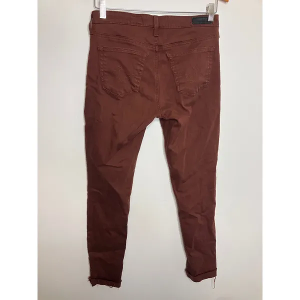 AG Adriano Goldschmied Legging Ankle Women 26R Rust Brown Raw Hem Skinny modern - Image 6