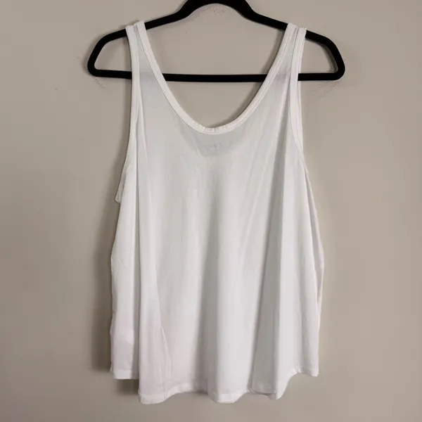 Quince Cotton Modal Double Scoop Neck Tank White Large - Image 2