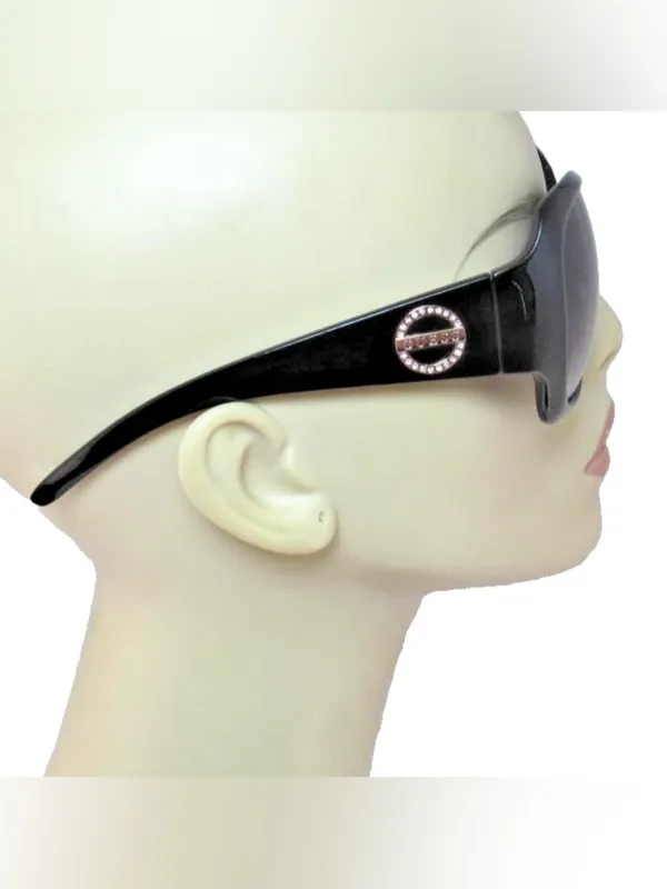 GUESS shinny Black Plastic Sunglasses 20-Rhinestone Gold Logo GO00069-01B NEW - Image 3