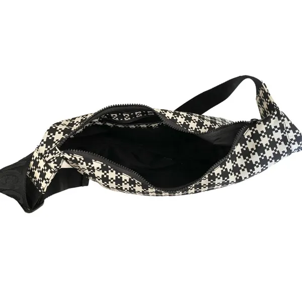 Baggu Medium Crescent Bag in Black & White Pixel Gingham - Image 5