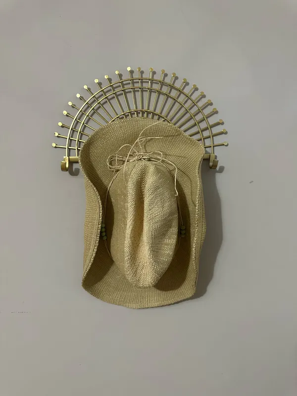 Universal Threads Natural Straw Hat with Light Green Bead Trim - Image 2