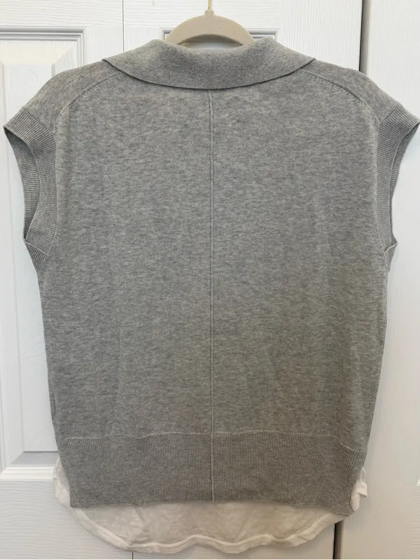 Brochu Walker Jaia Polo Looker Top Small Gray Linen Cotton Layered - Image 2