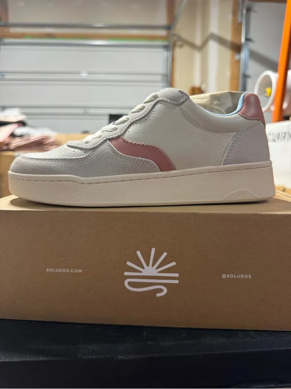 Soludos Roma Sneaker White / Pink / Light Blue Size 8 New - Image 4