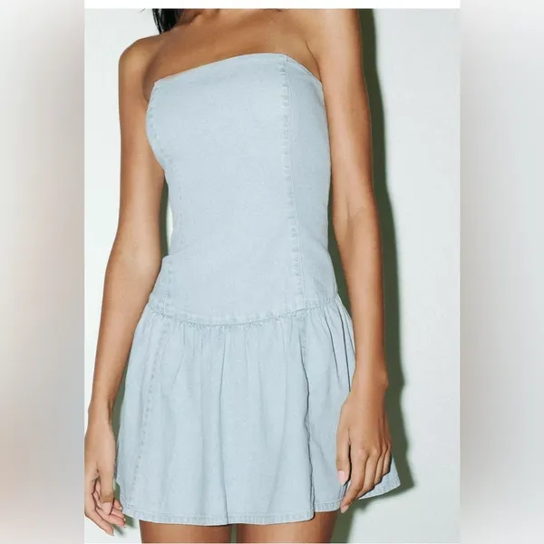 Zara TRF DENIM‎ BANDEAU DRESS - Image 2