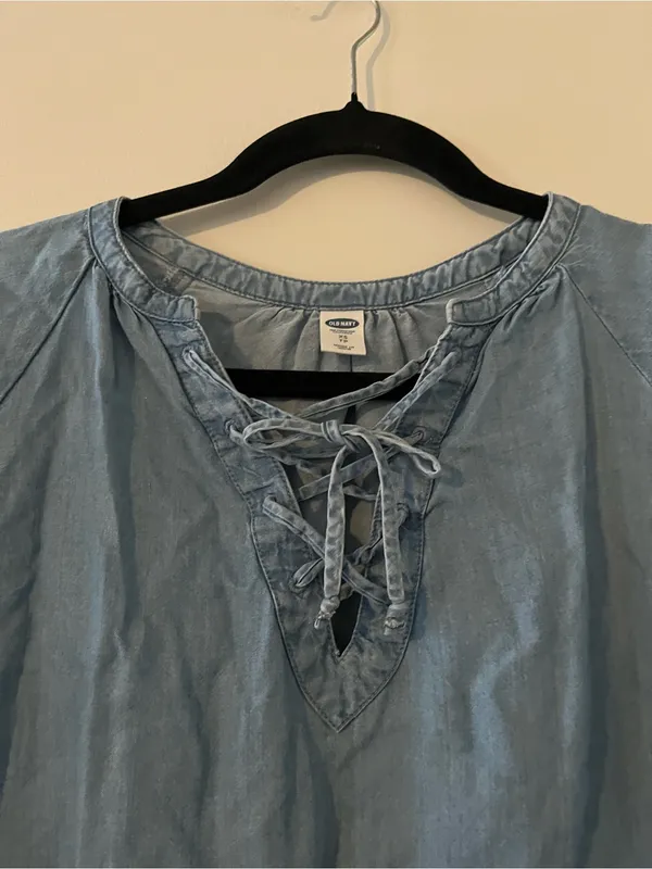 Old Navy Chambray Shift Mini Dress XS Western Cottagecore Farmhouse - Image 3