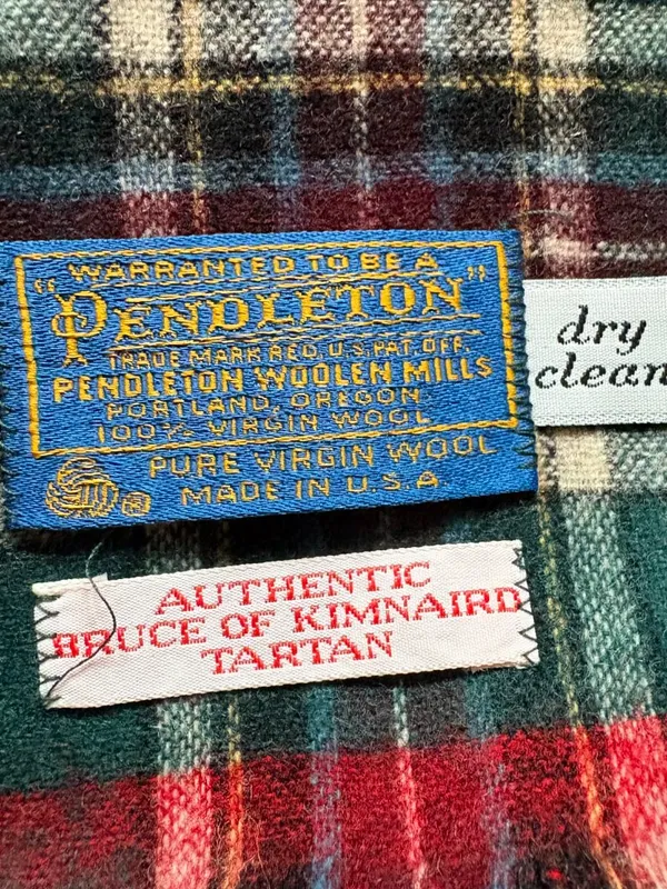 Vintage Pendleton Bruce of Kinnaird tartan plaid rectangular unisex wool scarf - Image 4