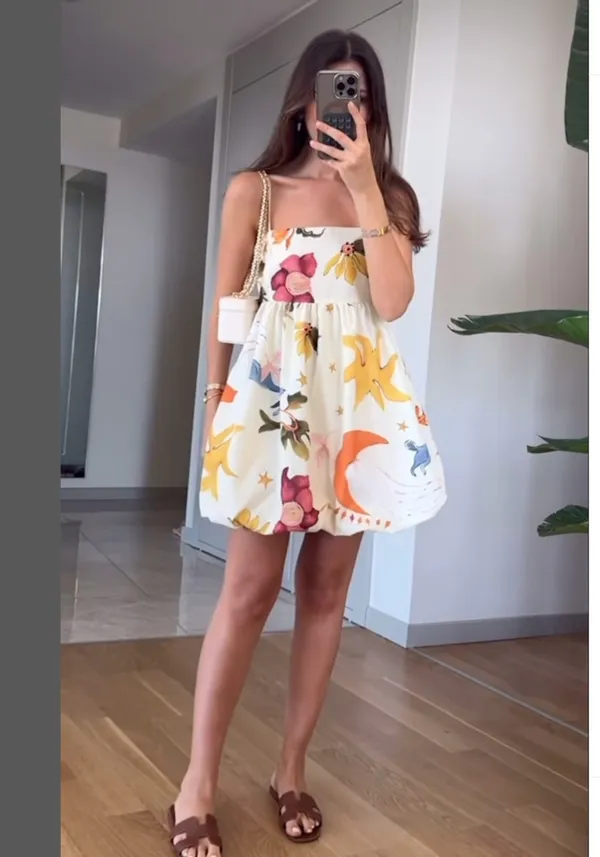 NWT ZARA SHORT VOLUMINOUS PRINTED SUN DRESS 2986/141 in MULTI YELLOW. Size XL - Image 5