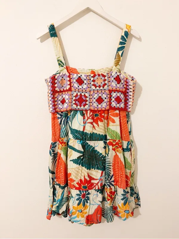 Farm Rio Crochet Mini Dress Anthropologie Floral Size Small S - Image 7