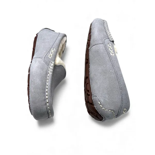 New- UGG 5 Women's Ansley slippers light grey suede Driving Loafer Sherpa Wool - Image 4