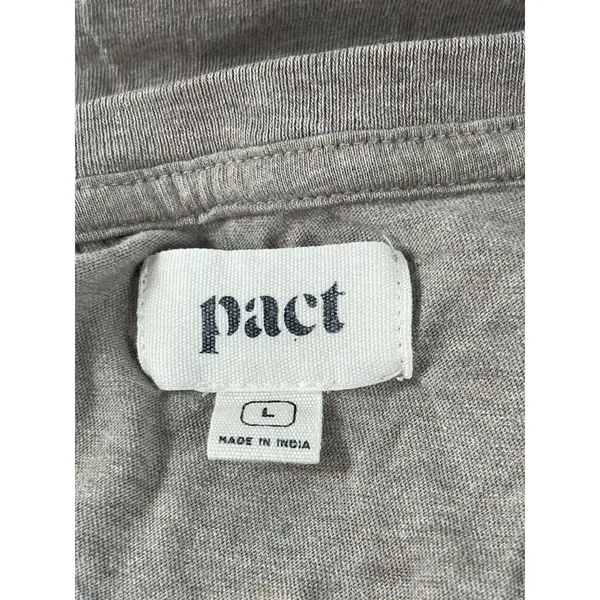 Pact Organic Cotton Tshirt Womens L Taupe V-neck Short Sleeve Sustainable Basic - Image 7