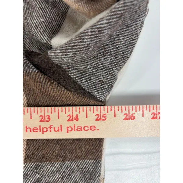 Womens XL Brown Cream Plaid Flannel Shacket Oversized Button Down Shirt - Image 4