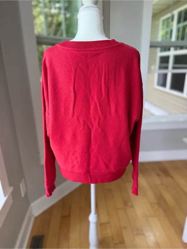All in Motion Red "Athletic Court Club" Cropped Crewneck Sweatshirt Sz Medium - Image 4