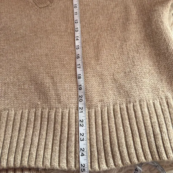 Topshop Chunky Knit Sweater Oversized V Neck Beige Size 12 - Image 7