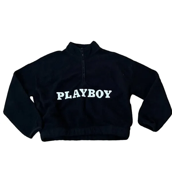 Playboy by PacSun Women's Half Zip Pullover Sweater Black Size S - Image 2