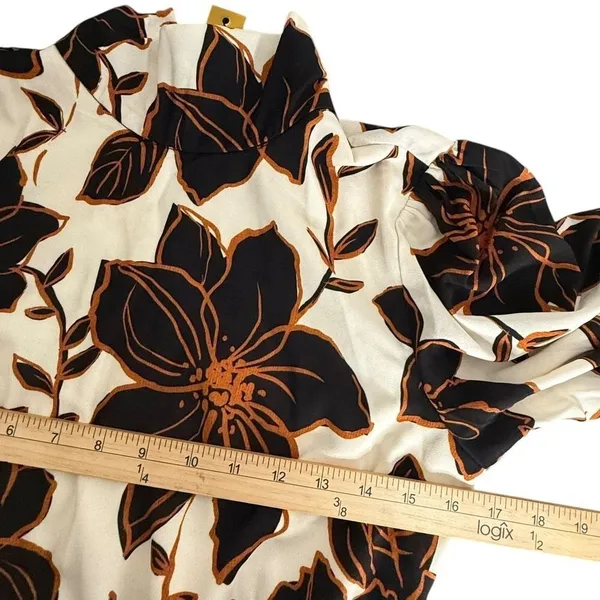 Alexia Admor Mock Neck Belted Maxi Dress Size 6 Brown Floral Print Fall Modest - Image 10
