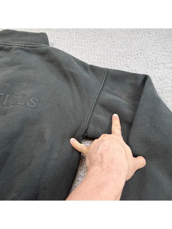 Fear Of God Essentials Quarter Zip Sweatshirt Faded Black Women Cropped Boxy Fit - Image 10