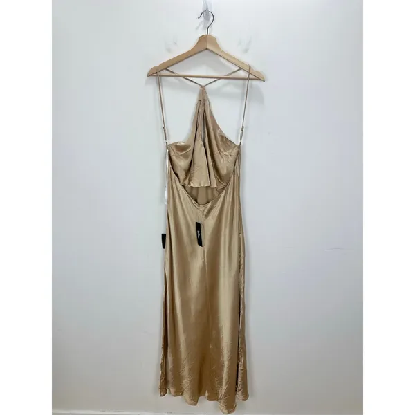 Lulus Sleek and Sweet Champagne Satin Cutout Backless Slip Midi Dress XL NWT - Image 6