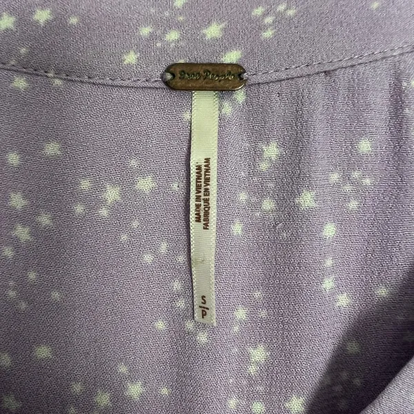 Free People Womens Top S Star Print Oversized Pin Tuck Boho Relaxed Minimalist - Image 3