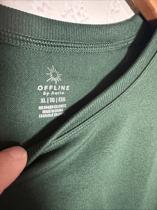 NEW offline aerie Forest Green Short Sleeve Crop Top Casual Athleisure Size XL - Image 4