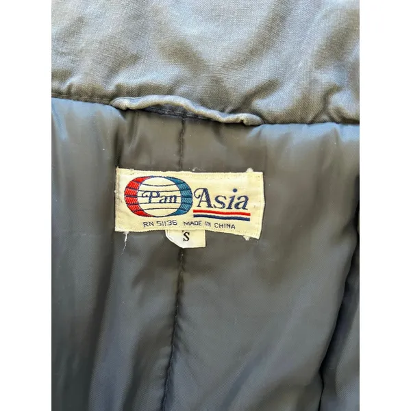 Vintage 80s Quilted Puffer Coat Mixed Media Gray Blue size S Pan Asia Grunge - Image 13