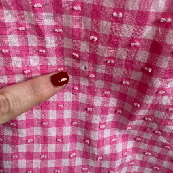 Ruby Rd Pink Gingham Textured Button Up Shirt Size 1X Lightweight Preppy‎ Cotton - Image 5