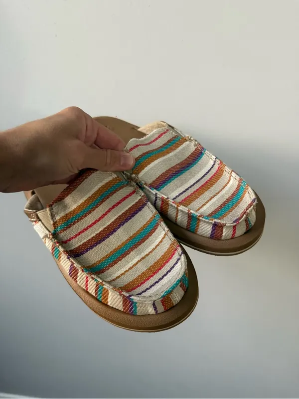 Sanuk You Got My Back St Blanket Bright Multi Color Pattern Striped Slip On Shoe - Image 3