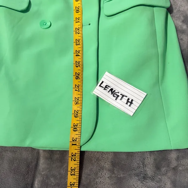 Express Double Breasted Blazer Women 10 Bright Green Longline Career Chic - Image 10
