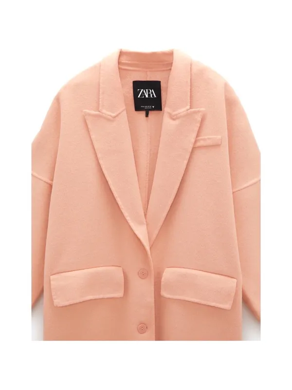 Zara Blush Pink Long Trench Coat - Image 6