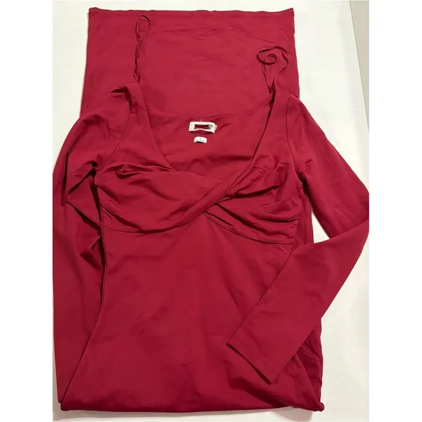 NWOT new Aritzia Dark Ruby Red symbolic dress long sleeve contour dress XS - Image 5