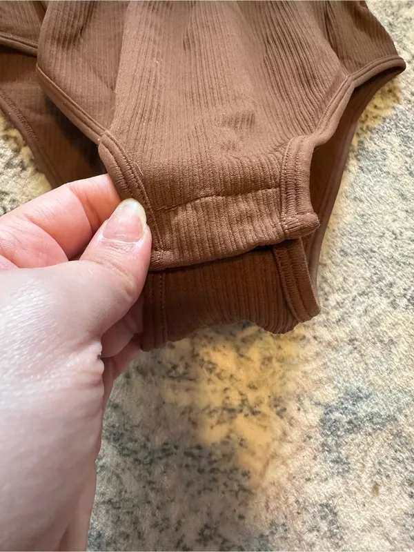 OQQ Women’s Chocolate Brown Bodysuit Size M Streetwear - Image 3