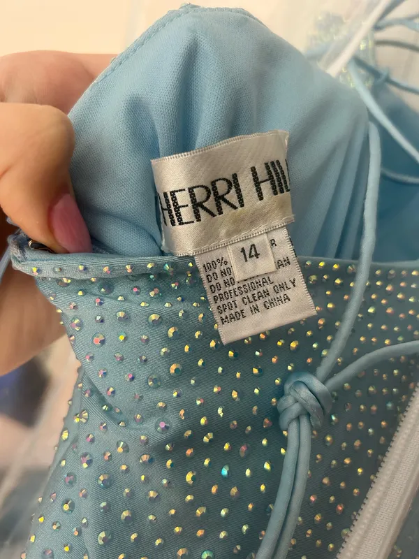 Sherri Hill 54228 Prom Dress light blue corset back rhinestone - Image 11