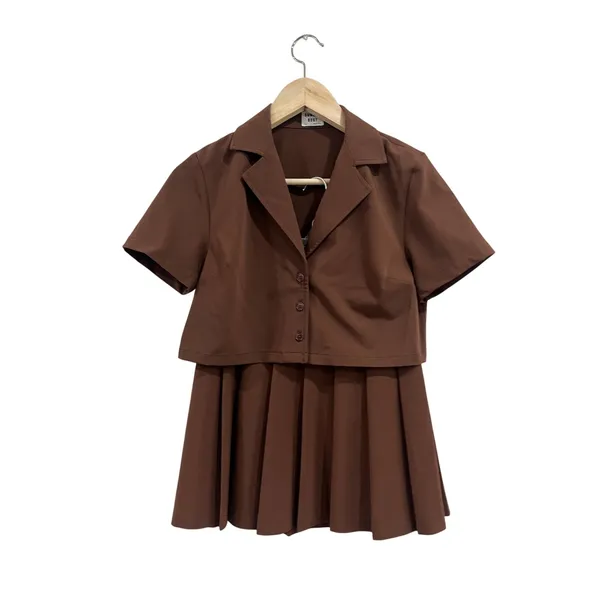 Aritzia Sunday Best Brown Skirt Set‎ Coquette Preppy Y2K Size XS 0 - Image 2