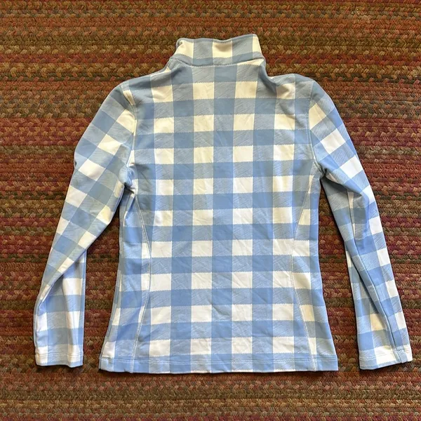 LIZZIE DRIVER BLUE GINGHAM PLAID HALF ZIP GOLF PULLOVER - Image 6
