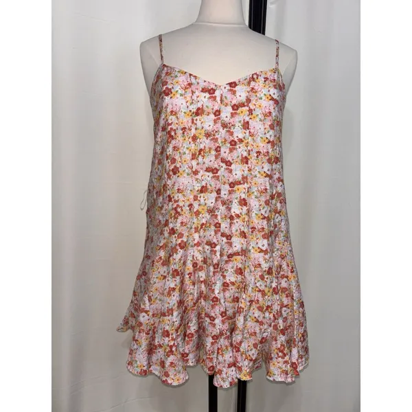 Lulus Babydoll Y2K Mini Dress Roses Floral Hippie Boho Cottage Sundress Medium - Image 17