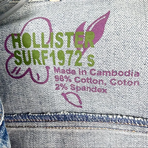 HOLLISTER Surf 1972 Light Wash Distressed Jean Jacket, Size Small - Image 3