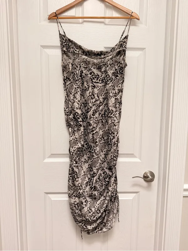 Free‎ People Day To Night Ruched Side All Over Animal Print Slip Dress Small - Image 3