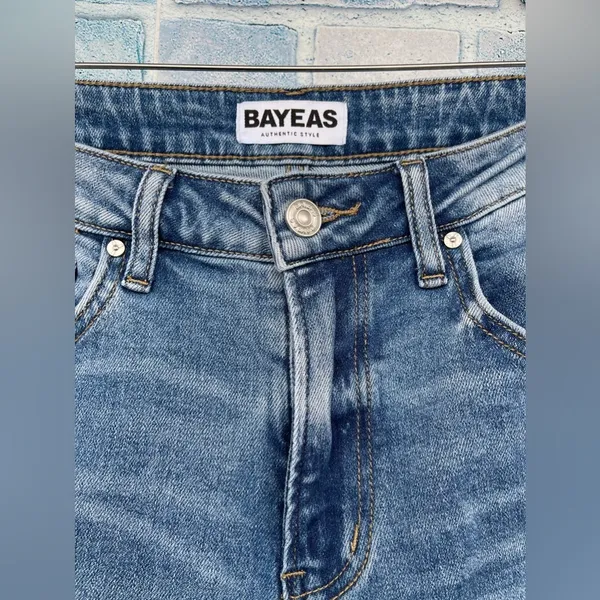 BAYEAS High -Rise Wide Leg Jeans with Frayed Hem size 28 - Image 3