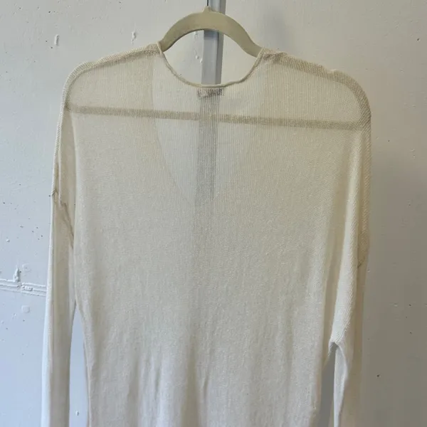 Vince Womens Cream V-Neck Long Sleeve Sheer Knit Top Tunic Size Small Boho - Image 5