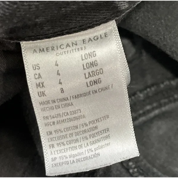 American Eagle Mom Jeans Size 4 Long Black Distressed Denim Emo Grunge Thrashed - Image 8
