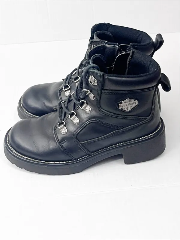 HARLEY DAVIDSON Black Moto Biker Boots Size 5 Bikercore Grunge Academia - Image 9
