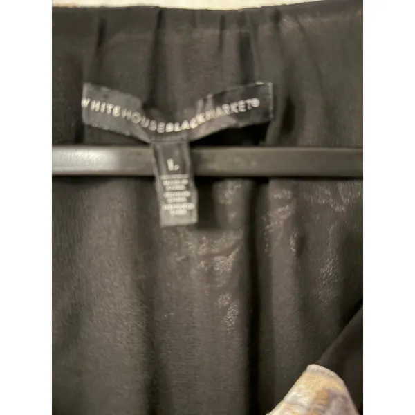 White House Black Market Floral Ruffle V-Neck Blouse Black‎ Grey Silver Large - Image 5