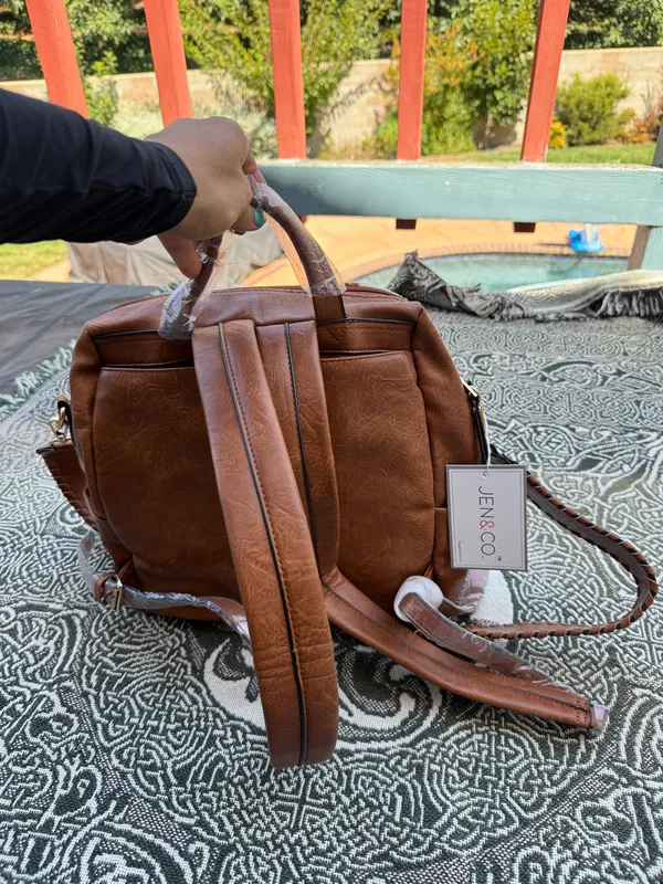 NWOT Jen & Co. AMELIA BACKPACK WITH GUITAR STRAP Brown - Image 3