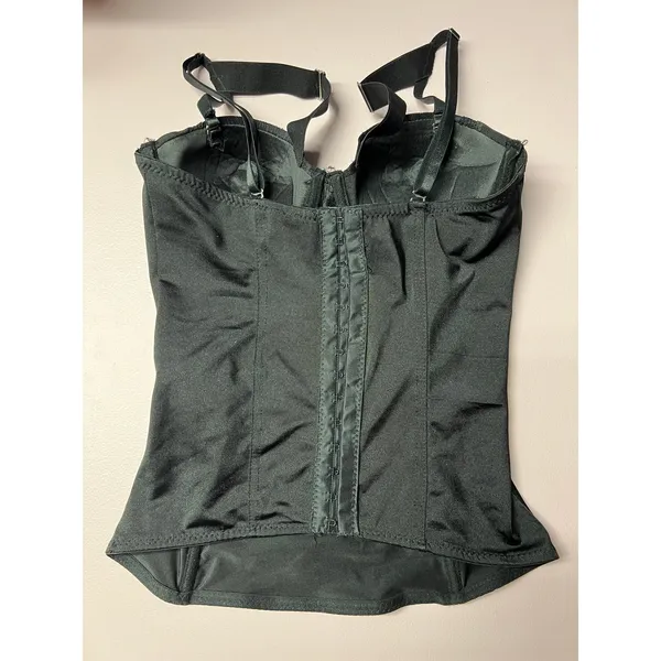 Womens Black Overbust Bustier Top XS Underwired Demi Cups Lace Adjustable Straps - Image 4